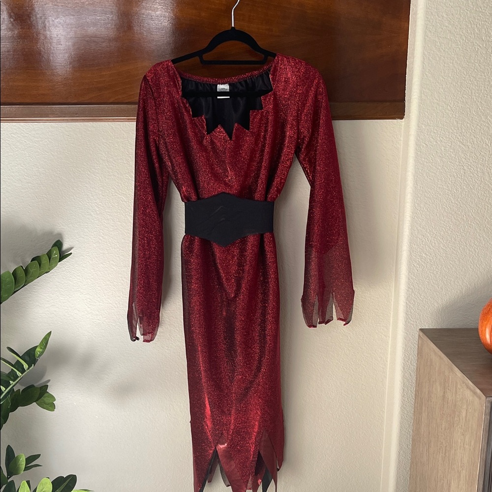 Red Sparkle Long Sleeve Dress Costume NWOT size 8/12